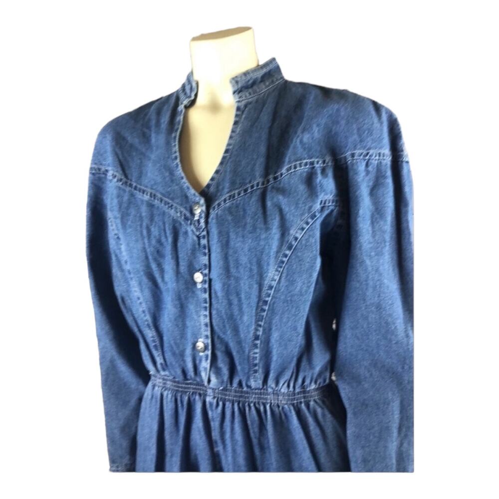 Vintage 1980s Torpedo International Denim Jumpsuit USA Western medium - Picture 6 of 12